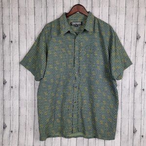 Vintage Address Unknown Button Shirt Men's XL Green & Yellow Geometric